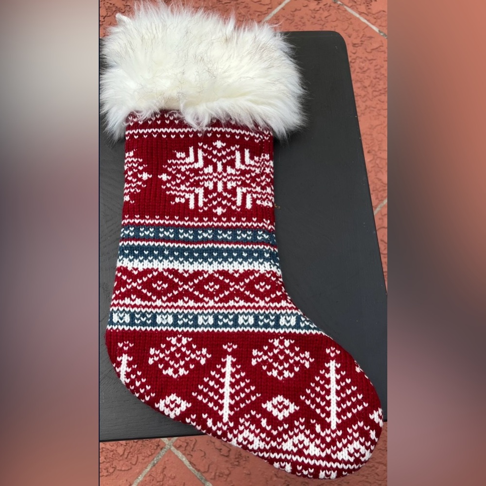Red and White Knit Christmas Stocking by House and Garden - Picture 2 of 2